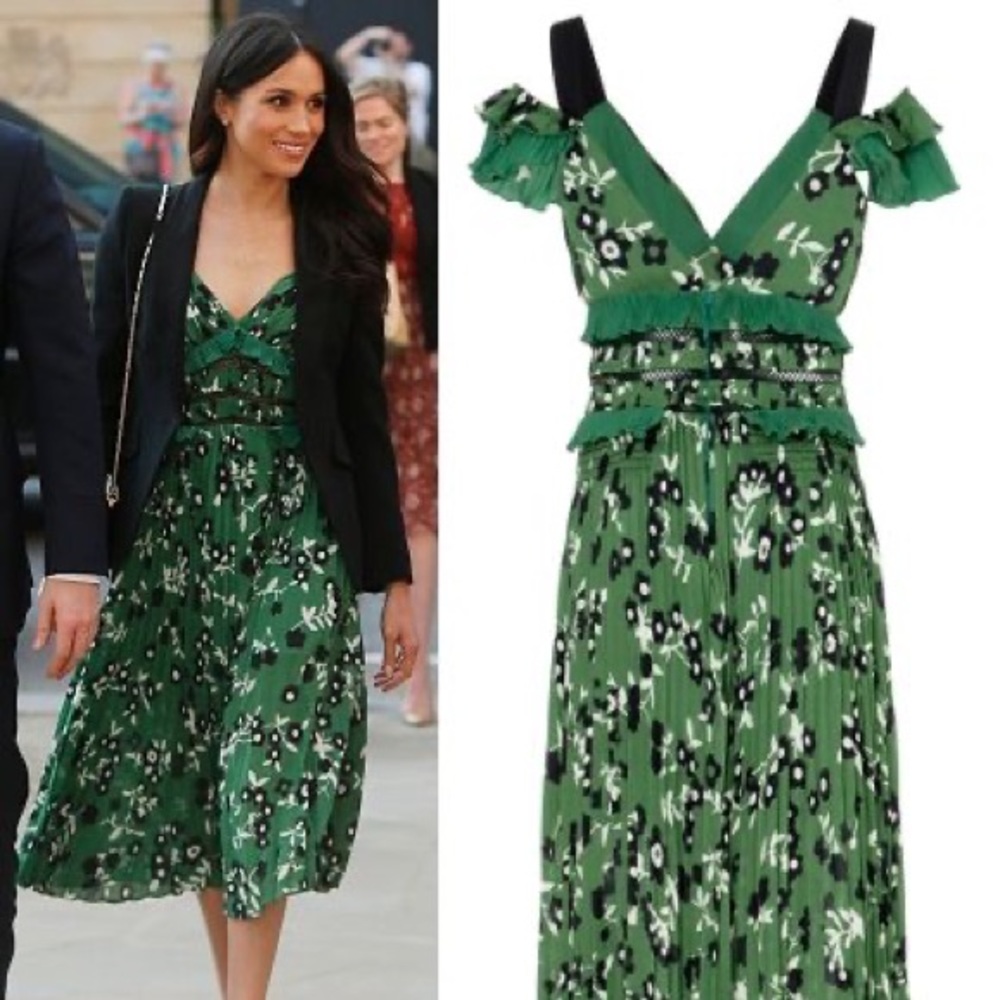*New w/tags* Self Portrait Green Floral dress-seen on Meghan Markle size US 2